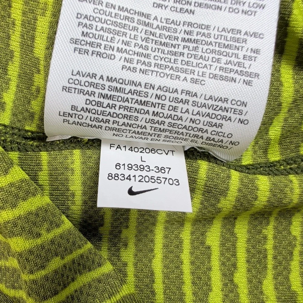 Nike Miler Running Shirt Mens Large Lime Green Striped Dri-FIT 619393-367